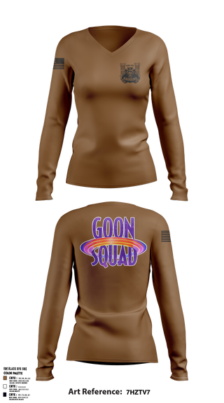Womens Long Sleeve Vneck Shirt, GOON SQUAD, Army, Teamtime, Team time, sublimation, custom sports apparel, team uniforms, spirit wear, spiritwear, sports uniforms, custom shirts, team store, custom team store, fundraiser sports, apparel fundraiser