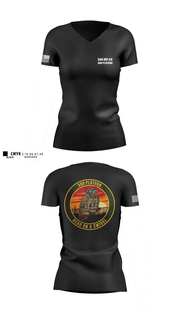 Womens Short Sleeve Vneck Shirt, 346 MP CO 3rd Platoon, Army, Teamtime, Team time, sublimation, custom sports apparel, team uniforms, spirit wear, spiritwear, sports uniforms, custom shirts, team store, custom team store, fundraiser sports, apparel fundraiser
