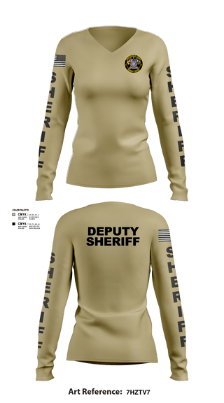 Womens Long Sleeve Vneck Shirt, Chesterfield County Sheriff Office, Police, Teamtime, Team time, sublimation, custom sports apparel, team uniforms, spirit wear, spiritwear, sports uniforms, custom shirts, team store, custom team store, fundraiser sports, apparel fundraiser