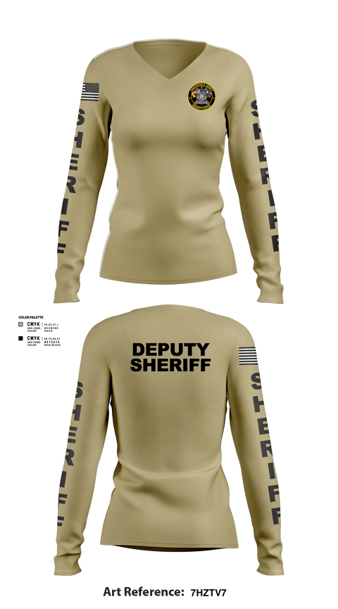 Womens Long Sleeve Vneck Shirt, Chesterfield County Sheriff Office, Police, Teamtime, Team time, sublimation, custom sports apparel, team uniforms, spirit wear, spiritwear, sports uniforms, custom shirts, team store, custom team store, fundraiser sports, apparel fundraiser
