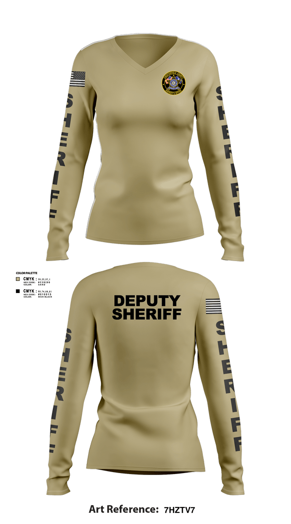 Womens Long Sleeve Vneck Shirt, Chesterfield County Sheriff Office, Police, Teamtime, Team time, sublimation, custom sports apparel, team uniforms, spirit wear, spiritwear, sports uniforms, custom shirts, team store, custom team store, fundraiser sports, apparel fundraiser