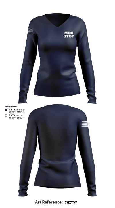 Mini stop 40015944 Women's Long Sleeve V-neck Shirt -1 2