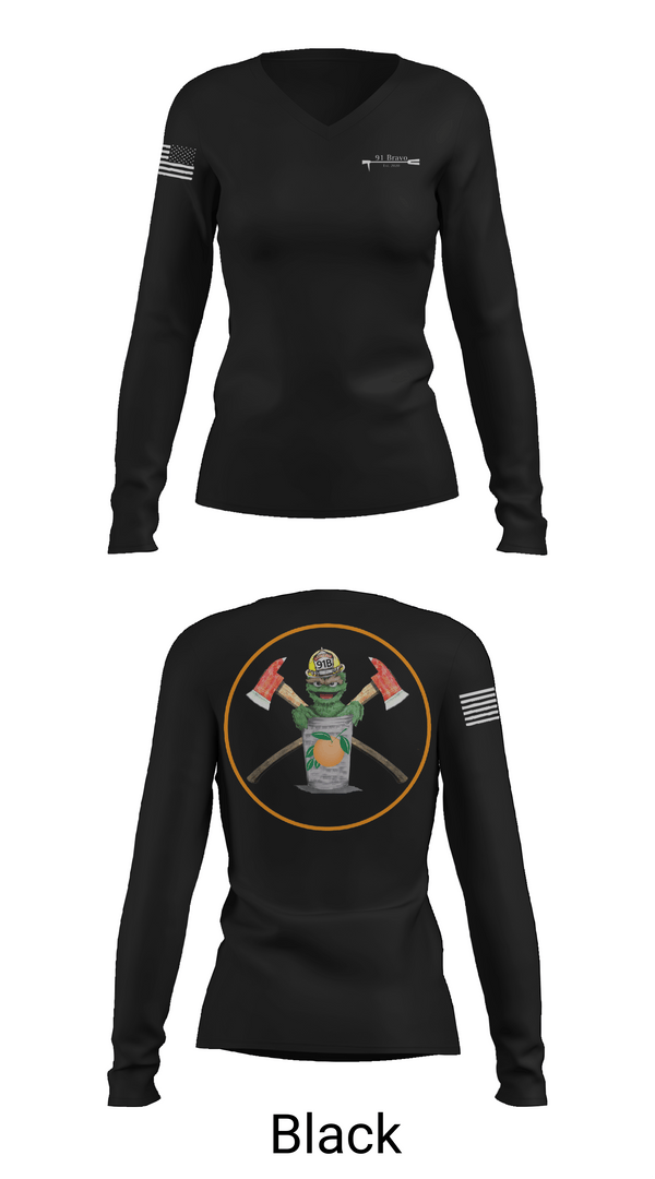 Womens Long Sleeve Vneck Shirt, 91 Bravo, Fire Department, Teamtime, Team time, sublimation, custom sports apparel, team uniforms, spirit wear, spiritwear, sports uniforms, custom shirts, team store, custom team store, fundraiser sports, apparel fundraiser