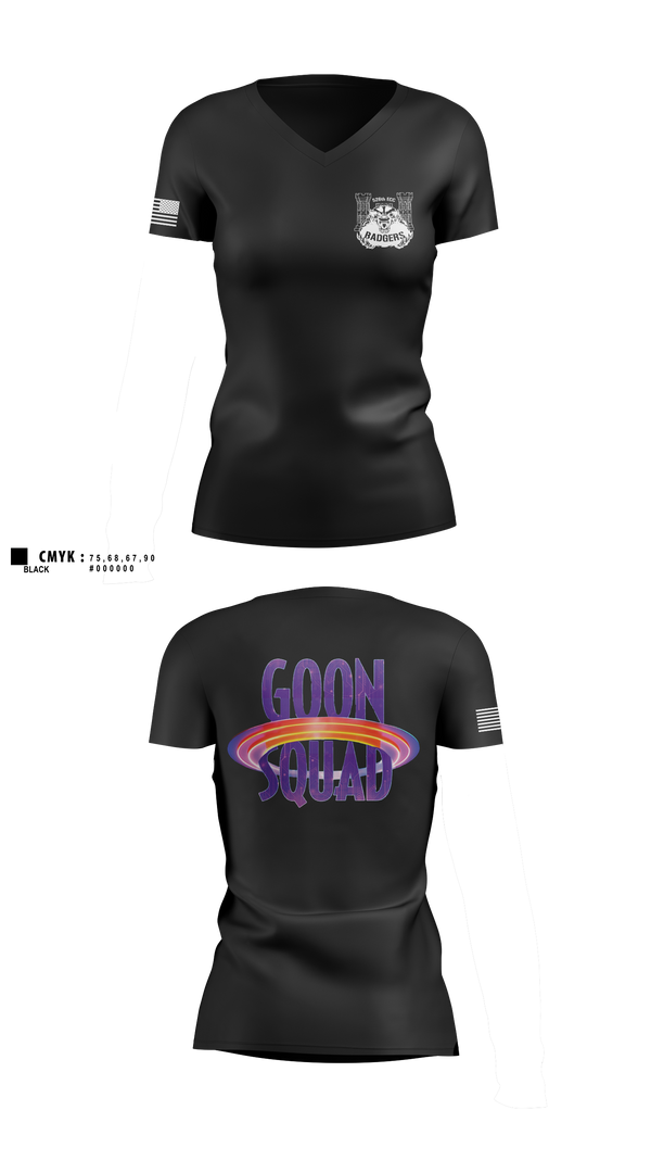 Womens Short Sleeve Vneck Shirt, GOON SQUAD, Army, Teamtime, Team time, sublimation, custom sports apparel, team uniforms, spirit wear, spiritwear, sports uniforms, custom shirts, team store, custom team store, fundraiser sports, apparel fundraiser