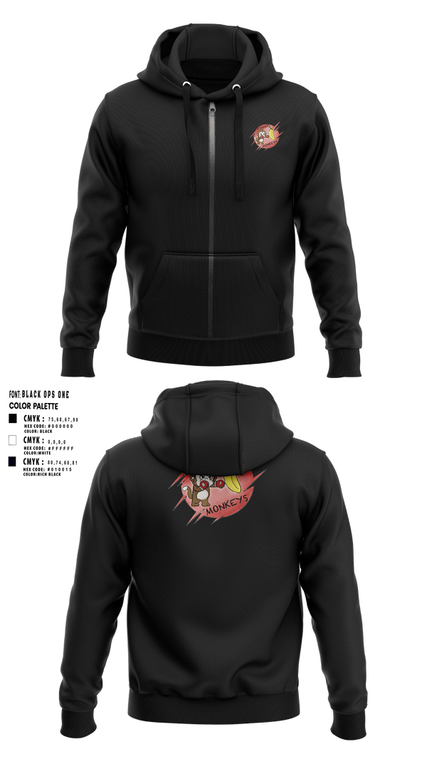 Zip Hoodie, Fight Monkeys, , Teamtime, Team time, sublimation, custom sports apparel, team uniforms, spirit wear, spiritwear, sports uniforms, custom shirts, team store, custom team store, fundraiser sports, apparel fundraiser