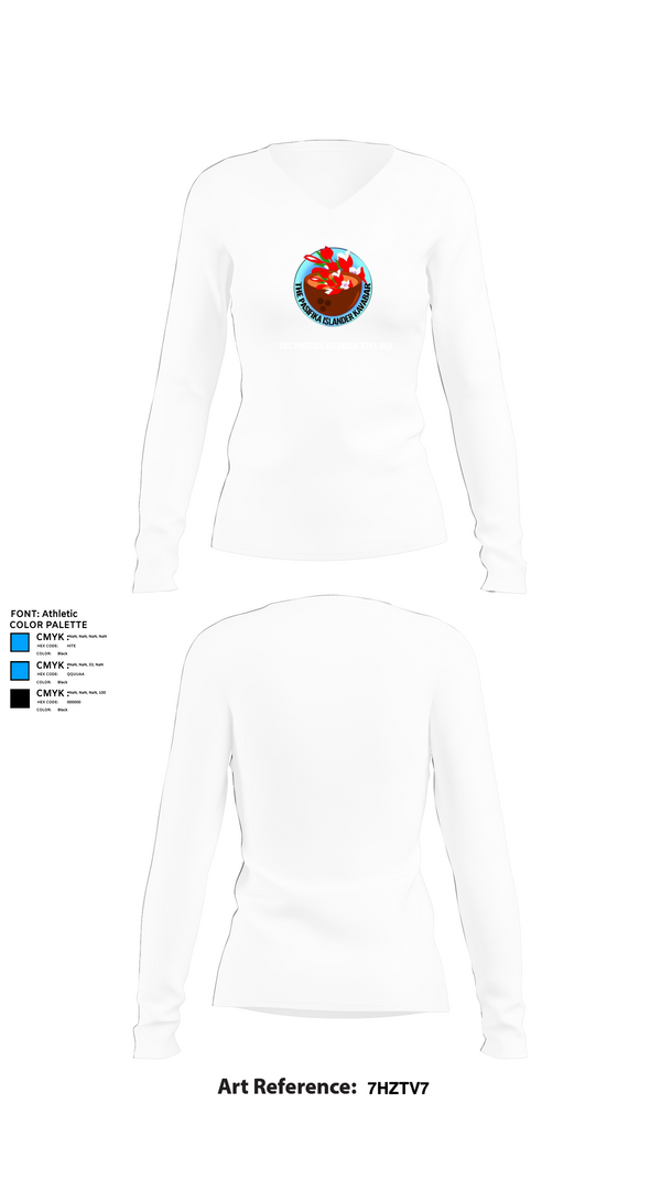 Womens Long Sleeve Vneck Shirt, The Pasifika Islander Kava Bar, , Teamtime, Team time, sublimation, custom sports apparel, team uniforms, spirit wear, spiritwear, sports uniforms, custom shirts, team store, custom team store, fundraiser sports, apparel fundraiser
