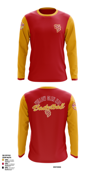 Long Sleeve Performance Shirt, Willow Glen NJB Basketball, Men's Basketball, Teamtime, Team time, sublimation, custom sports apparel, team uniforms, spirit wear, spiritwear, sports uniforms, custom shirts, team store, custom team store, fundraiser sports, apparel fundraiser