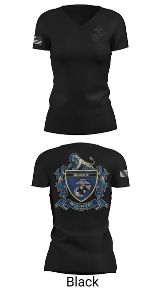 Womens Short Sleeve Vneck Shirt, MHS MCJROTC, Marines, Teamtime, Team time, sublimation, custom sports apparel, team uniforms, spirit wear, spiritwear, sports uniforms, custom shirts, team store, custom team store, fundraiser sports, apparel fundraiser