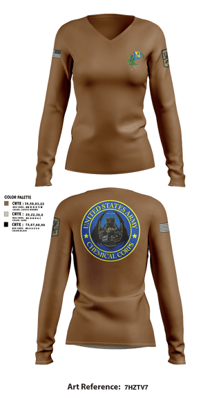 Womens Long Sleeve Vneck Shirt, 411TH411TH CBRN COMPANY, Army, Teamtime, Team time, sublimation, custom sports apparel, team uniforms, spirit wear, spiritwear, sports uniforms, custom shirts, team store, custom team store, fundraiser sports, apparel fundraiser