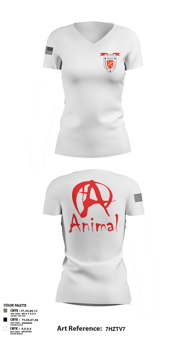 Womens Short Sleeve Vneck Shirt, 1/7 animal, Marines, Teamtime, Team time, sublimation, custom sports apparel, team uniforms, spirit wear, spiritwear, sports uniforms, custom shirts, team store, custom team store, fundraiser sports, apparel fundraiser