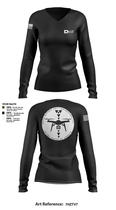 Delta Defense Unit 32292143 Women's Long Sleeve V-neck Shirt - 107