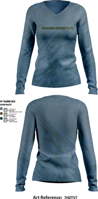 Womens Long Sleeve Vneck Shirt, Warriors Cricket club, Cross Country, Teamtime, Team time, sublimation, custom sports apparel, team uniforms, spirit wear, spiritwear, sports uniforms, custom shirts, team store, custom team store, fundraiser sports, apparel fundraiser