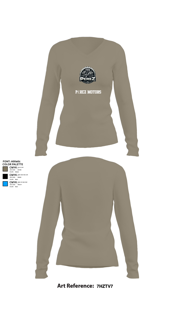 Womens Long Sleeve Vneck Shirt 1, PÉREZ MOTORS, , Teamtime, Team time, sublimation, custom sports apparel, team uniforms, spirit wear, spiritwear, sports uniforms, custom shirts, team store, custom team store, fundraiser sports, apparel fundraiser