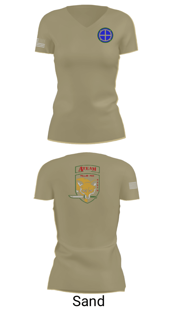 Womens Short Sleeve Vneck Shirt, A co 935th ASB 3rd Platoon, National Guard, Teamtime, Team time, sublimation, custom sports apparel, team uniforms, spirit wear, spiritwear, sports uniforms, custom shirts, team store, custom team store, fundraiser sports, apparel fundraiser