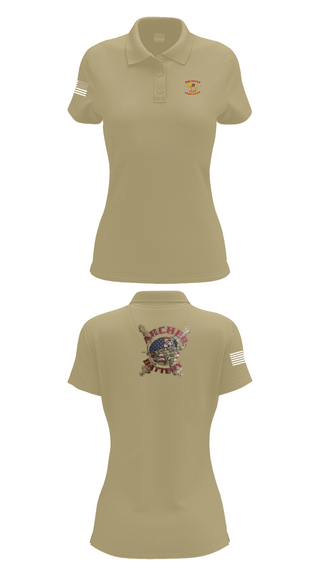 Womens Short Sleeve Performance Polo, Archer Battery 2-2 FA, Army, Teamtime, Team time, sublimation, custom sports apparel, team uniforms, spirit wear, spiritwear, sports uniforms, custom shirts, team store, custom team store, fundraiser sports, apparel fundraiser