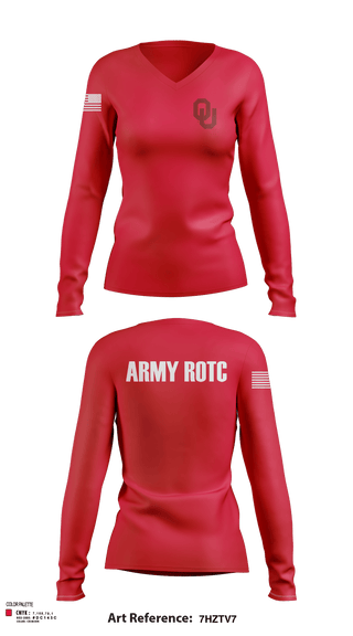 Womens Long Sleeve Vneck Shirt, OU Army ROTC, Army, Teamtime, Team time, sublimation, custom sports apparel, team uniforms, spirit wear, spiritwear, sports uniforms, custom shirts, team store, custom team store, fundraiser sports, apparel fundraiser