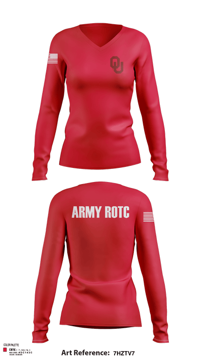 OU Army ROTC 95723228 Women's Long Sleeve V-neck Shirt - 115