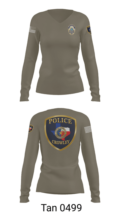 Crowley Police Department 8097883 Women's Long Sleeve V-neck Shirt - 73