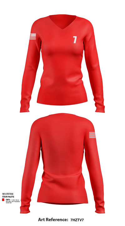 7 39741553 Women's Long Sleeve V-neck Shirt - 118