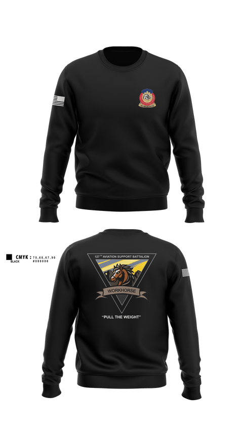 Crew Neck Sweatshirt, 127th ASB WORKHORSE, Army, Teamtime, Team time, sublimation, custom sports apparel, team uniforms, spirit wear, spiritwear, sports uniforms, custom shirts, team store, custom team store, fundraiser sports, apparel fundraiser