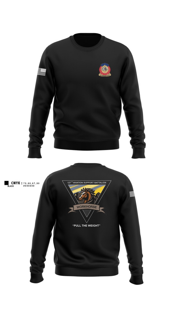 Crew Neck Sweatshirt, 127th ASB WORKHORSE, Army, Teamtime, Team time, sublimation, custom sports apparel, team uniforms, spirit wear, spiritwear, sports uniforms, custom shirts, team store, custom team store, fundraiser sports, apparel fundraiser