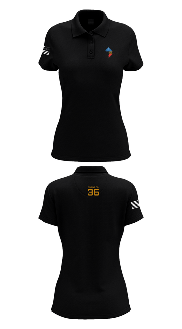Women's Short Sleeve Performance Polo, Rescue Engine 56DCFD RTC407, Fire Department, Teamtime, Team time, sublimation, custom sports apparel, team uniforms, spirit wear, spiritwear, sports uniforms, custom shirts, team store, custom team store, fundraiser sports, apparel fundraiser