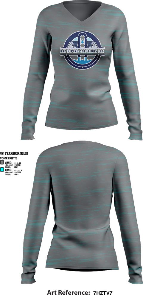 Womens Long Sleeve Vneck Shirt, Ray piping solutions LLC, , Teamtime, Team time, sublimation, custom sports apparel, team uniforms, spirit wear, spiritwear, sports uniforms, custom shirts, team store, custom team store, fundraiser sports, apparel fundraiser