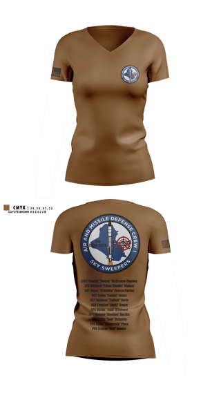 Womens Short Sleeve Vneck Shirt, Bravo Battery, 4th Battalion, 3rd Air Defense Artillery Regiment, Army, Teamtime, Team time, sublimation, custom sports apparel, team uniforms, spirit wear, spiritwear, sports uniforms, custom shirts, team store, custom team store, fundraiser sports, apparel fundraiser