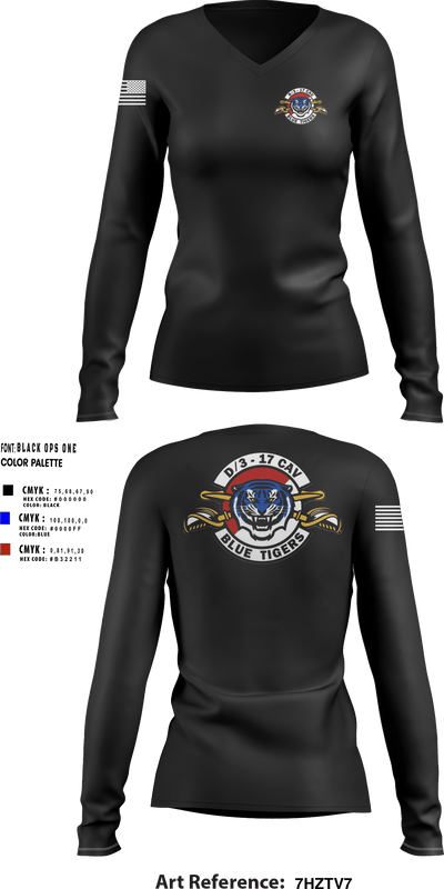 Delta Troop 3-17 CAV 34890879 Women's Long Sleeve V-neck Shirt - 6