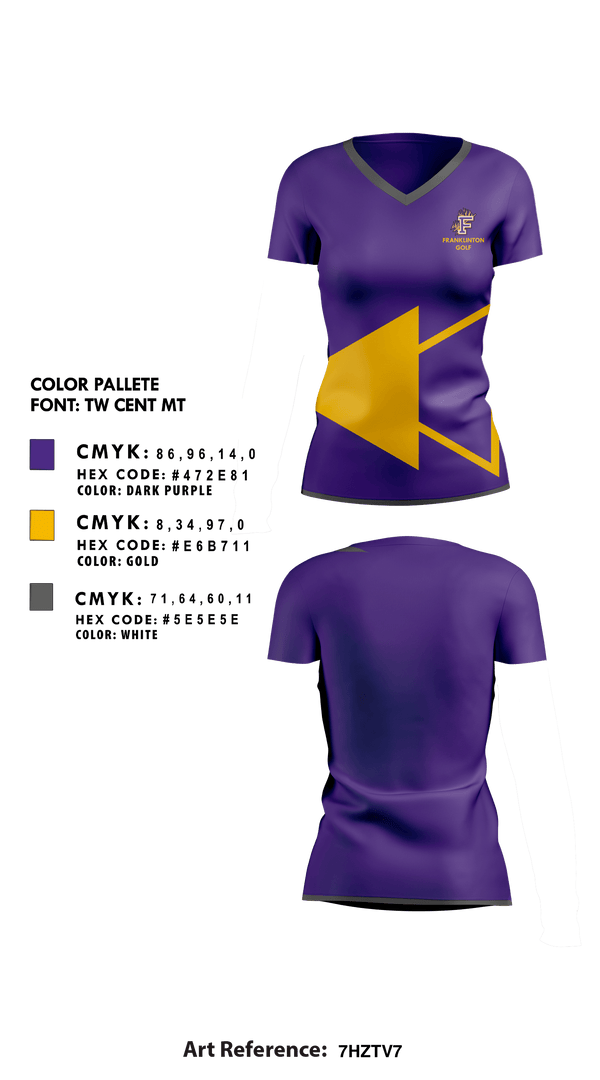 Womens Short Sleeve Vneck Shirt, Franklinton High School Golf, Golf, Teamtime, Team time, sublimation, custom sports apparel, team uniforms, spirit wear, spiritwear, sports uniforms, custom shirts, team store, custom team store, fundraiser sports, apparel fundraiser