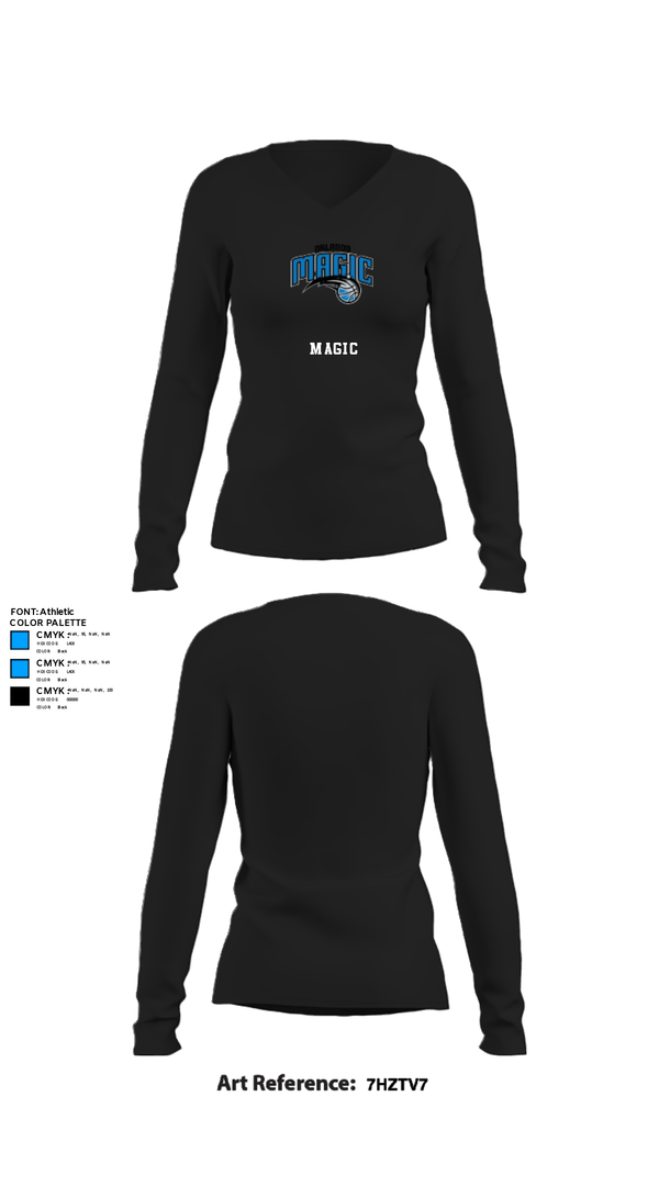 Women's Long Sleeve Vneck Shirt, Magic, Men's Basketball, Teamtime, Team time, sublimation, custom sports apparel, team uniforms, spirit wear, spiritwear, sports uniforms, custom shirts, team store, custom team store, fundraiser sports, apparel fundraiser