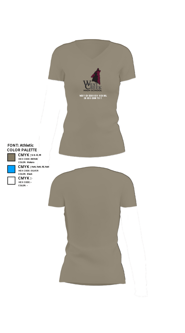 Womens Short Sleeve Vneck Shirt, West Creek High School Cross Country, Cross Country, Teamtime, Team time, sublimation, custom sports apparel, team uniforms, spirit wear, spiritwear, sports uniforms, custom shirts, team store, custom team store, fundraiser sports, apparel fundraiser