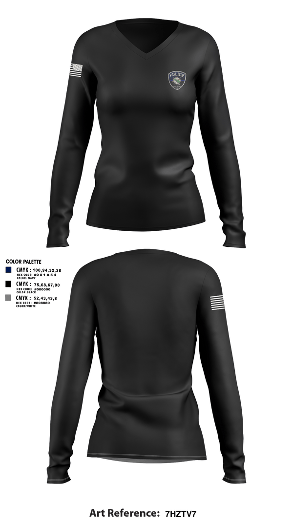 Womens Long Sleeve Vneck Shirt, Colbert PDColbert PD, , Teamtime, Team time, sublimation, custom sports apparel, team uniforms, spirit wear, spiritwear, sports uniforms, custom shirts, team store, custom team store, fundraiser sports, apparel fundraiser