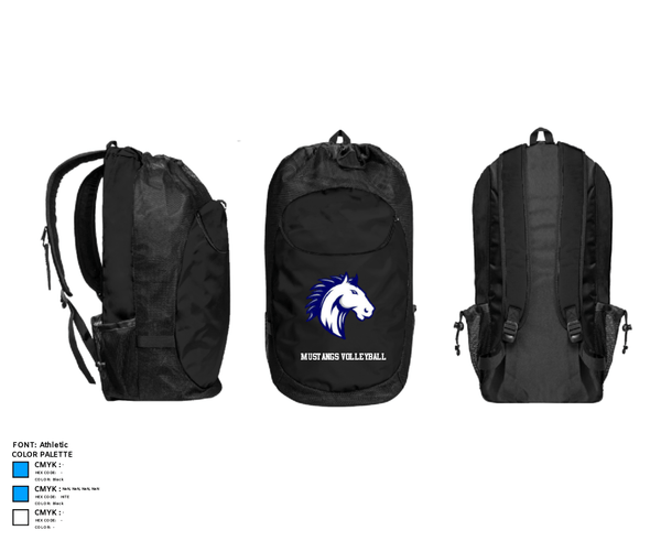 Gear Bag, Mustangs Volleyball, Men's Volleyball, Teamtime, Team time, sublimation, custom sports apparel, team uniforms, spirit wear, spiritwear, sports uniforms, custom shirts, team store, custom team store, fundraiser sports, apparel fundraiser
