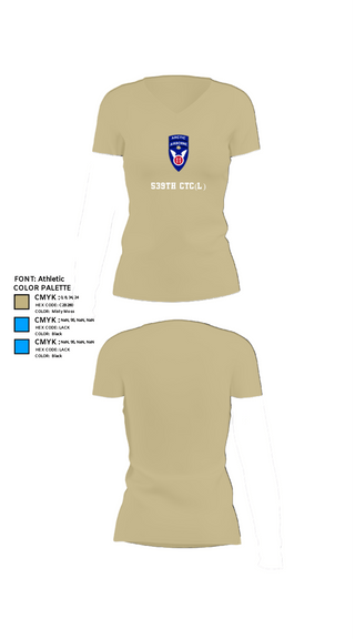 Women's Short Sleeve Vneck Shirt, 539th CTC(L), Army, Teamtime, Team time, sublimation, custom sports apparel, team uniforms, spirit wear, spiritwear, sports uniforms, custom shirts, team store, custom team store, fundraiser sports, apparel fundraiser