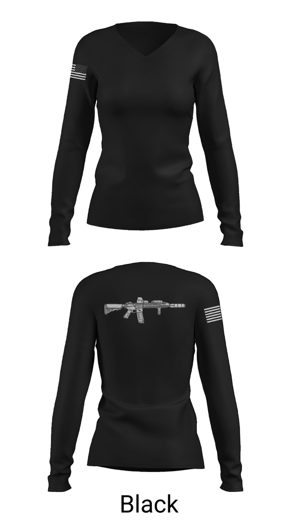 Womens Long Sleeve Vneck Shirt, Tactical Miami Training, Space Force, Teamtime, Team time, sublimation, custom sports apparel, team uniforms, spirit wear, spiritwear, sports uniforms, custom shirts, team store, custom team store, fundraiser sports, apparel fundraiser