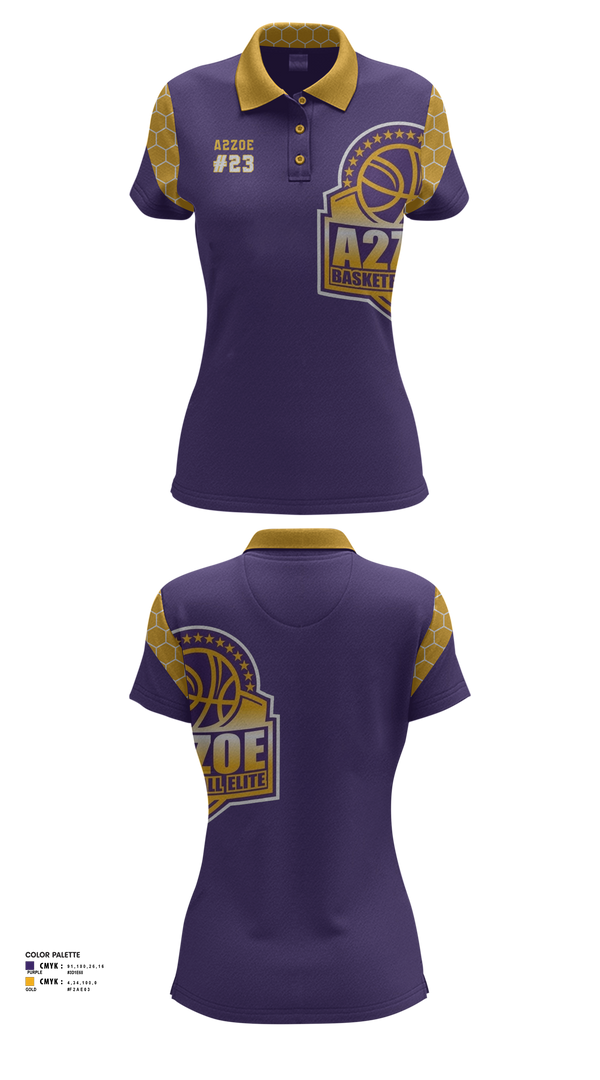 Womens Short Sleeve Performance Polo, A2Zoe Basketball, Men's Basketball, Teamtime, Team time, sublimation, custom sports apparel, team uniforms, spirit wear, spiritwear, sports uniforms, custom shirts, team store, custom team store, fundraiser sports, apparel fundraiser