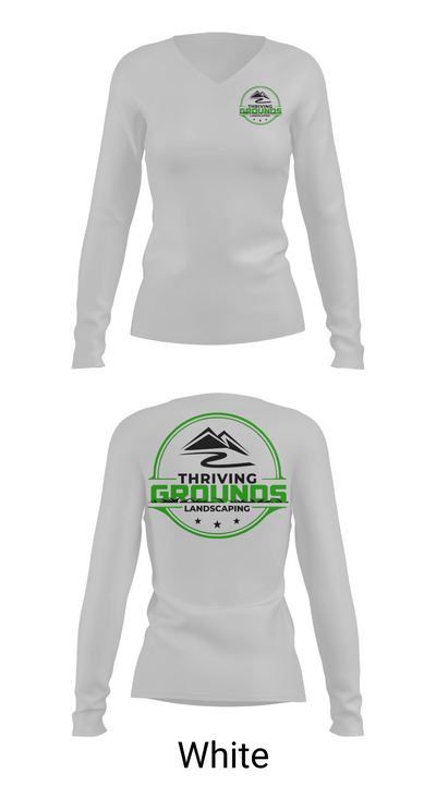 Thriving Grounds Landscaping 97741926 Women's Long Sleeve V-neck Shirt - 16