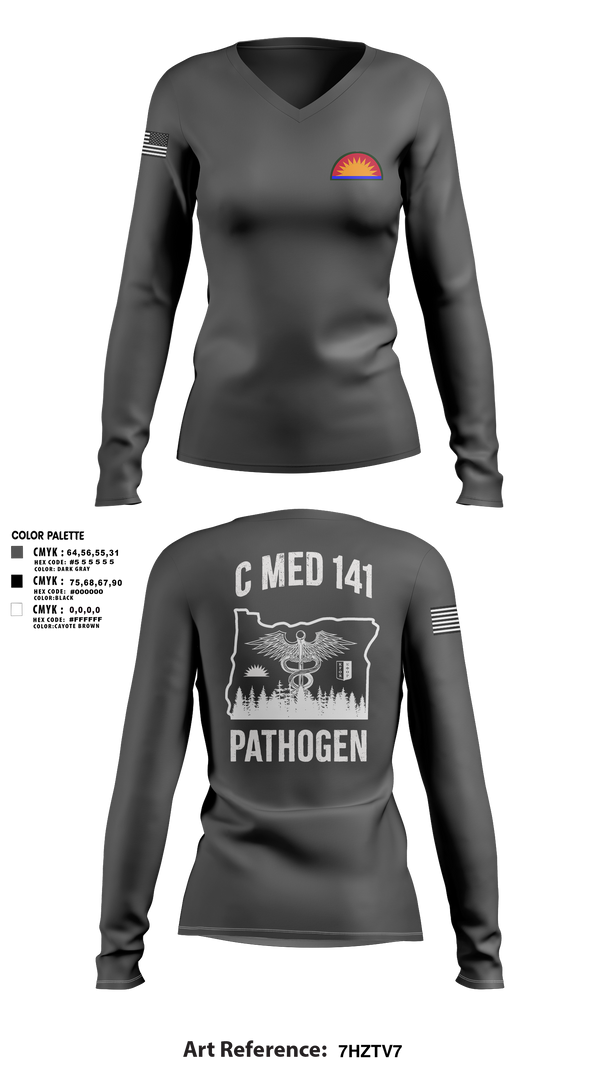 Womens Long Sleeve Vneck Shirt, C Med, National Guard, Teamtime, Team time, sublimation, custom sports apparel, team uniforms, spirit wear, spiritwear, sports uniforms, custom shirts, team store, custom team store, fundraiser sports, apparel fundraiser