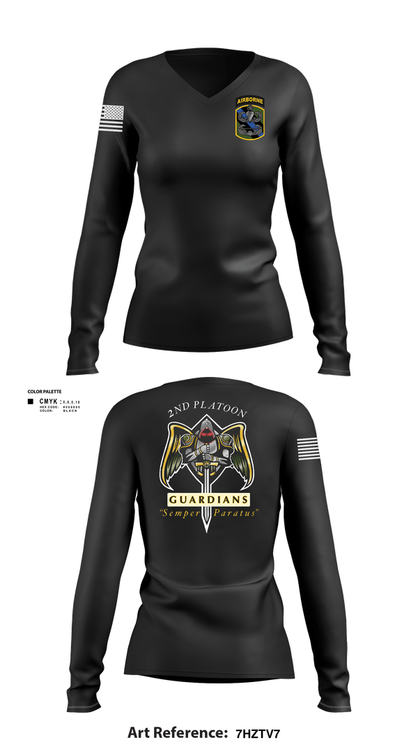Women's Long Sleeve Vneck Shirt, 2/108th Guardians, Army, Teamtime, Team time, sublimation, custom sports apparel, team uniforms, spirit wear, spiritwear, sports uniforms, custom shirts, team store, custom team store, fundraiser sports, apparel fundraiser