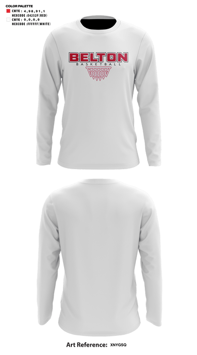 Belton High School Basketball 90350512 Long Sleeve Shooting Shirt - 41