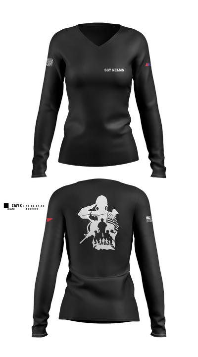 SGT Nelms 78775888 Women's Long Sleeve V-neck Shirt - 1