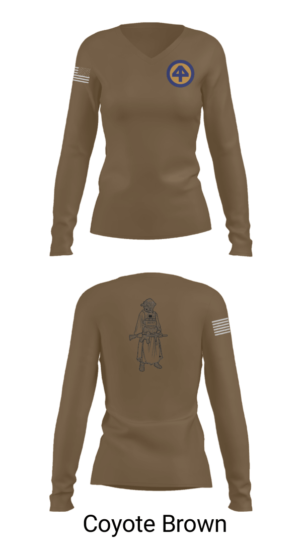 Women's Long Sleeve Vneck Shirt, A Co 1/1-114th, Army, Teamtime, Team time, sublimation, custom sports apparel, team uniforms, spirit wear, spiritwear, sports uniforms, custom shirts, team store, custom team store, fundraiser sports, apparel fundraiser