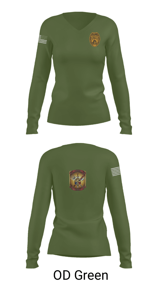 Women's Long Sleeve Vneck Shirt, 4th Law Enforcement Battalion Bravo Company, Marines, Teamtime, Team time, sublimation, custom sports apparel, team uniforms, spirit wear, spiritwear, sports uniforms, custom shirts, team store, custom team store, fundraiser sports, apparel fundraiser