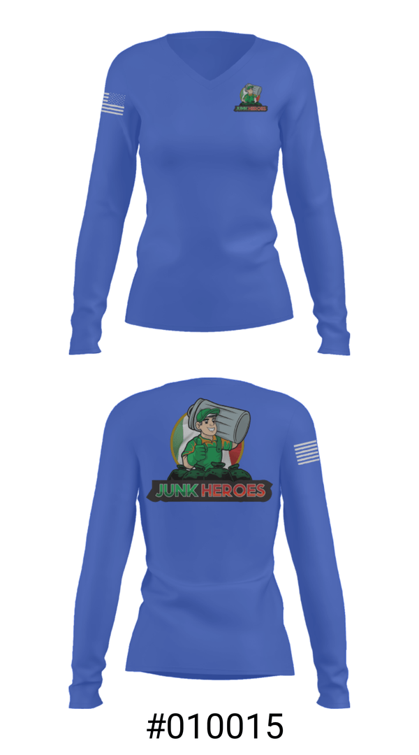 Women's Long Sleeve Vneck Shirt, Junk Heroes, , Teamtime, Team time, sublimation, custom sports apparel, team uniforms, spirit wear, spiritwear, sports uniforms, custom shirts, team store, custom team store, fundraiser sports, apparel fundraiser