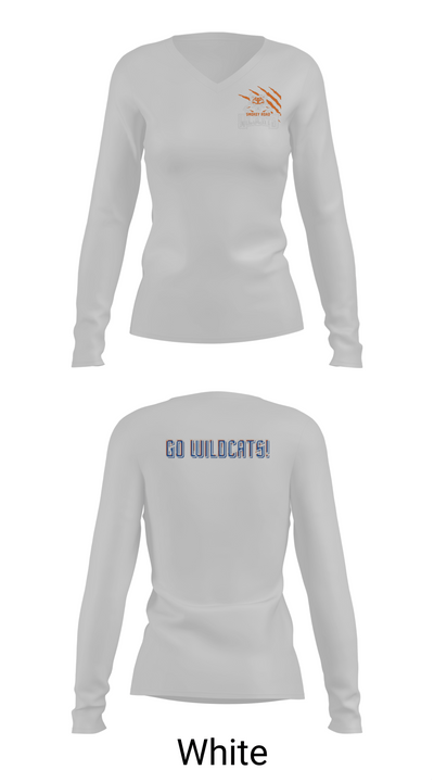 Smokey Road Middle School Basketball 30516748 Women's Long Sleeve V-neck Shirt -1 16