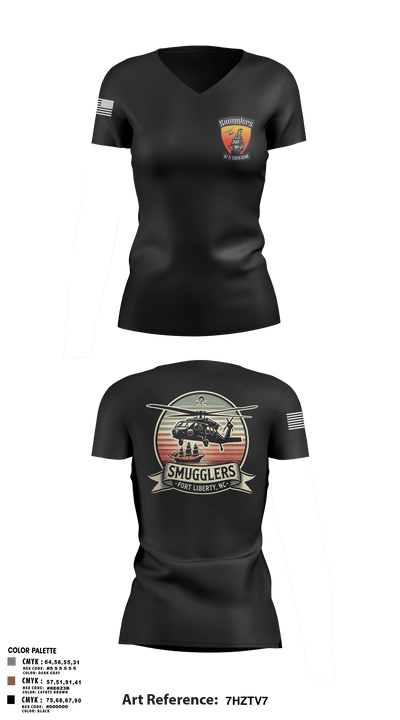 A/2135th GSAB “SMUGGLERS” 66831514 Women's Short Sleeve V-neck Shirt - 113
