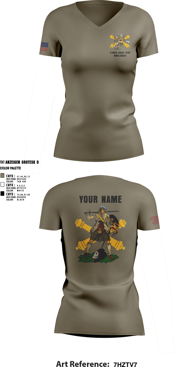 Women's Short Sleeve Vneck Shirt, Bravo 1-119th FA, , Teamtime, Team time, sublimation, custom sports apparel, team uniforms, spirit wear, spiritwear, sports uniforms, custom shirts, team store, custom team store, fundraiser sports, apparel fundraiser