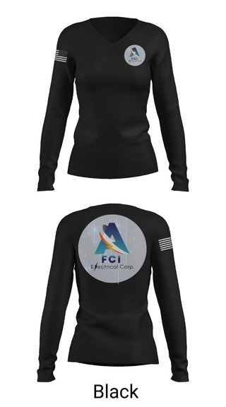 Womens Long Sleeve Vneck Shirt, AFCI ELECTRIC, , Teamtime, Team time, sublimation, custom sports apparel, team uniforms, spirit wear, spiritwear, sports uniforms, custom shirts, team store, custom team store, fundraiser sports, apparel fundraiser