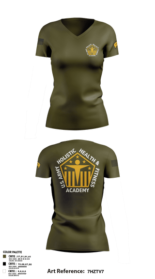 Womens Short Sleeve Vneck Shirt, U.S. Army Holistic Health & Fitness Academy, Army, Teamtime, Team time, sublimation, custom sports apparel, team uniforms, spirit wear, spiritwear, sports uniforms, custom shirts, team store, custom team store, fundraiser sports, apparel fundraiser